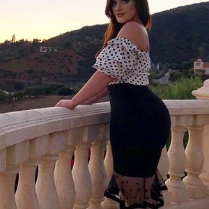 Pencil mermaid polka dot skirt